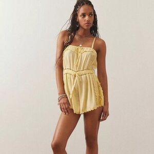 Out from under Women's Yellow Playsuit Romper Rayon SZ S NWOT